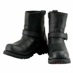 Milwaukee Leather MBM9040W Men's Black 'Wide Width' 6-inch Classic Engineer Motorcycle Leather Boots With Side Zipper -Winter shoes Sales Shop mbm9040 2 edit a