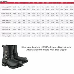 Milwaukee Leather MBM9040W Men's Black 'Wide Width' 6-inch Classic Engineer Motorcycle Leather Boots With Side Zipper -Winter shoes Sales Shop mbm9040 specs web