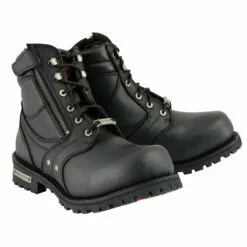 Milwaukee Leather MBM9050 Men's Black 6-inch Lace-Up Boots With Zipper Closure