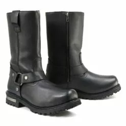 Milwaukee Leather MBM9061WP Menâs Black Leather11-inch Wide Width Waterproof Harness Square Toe Boots