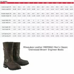 Milwaukee Leather MBM9063 Men's Classic ‘Distressed Brown’ Motorcycle Leather Engineer Boots -Winter shoes Sales Shop mbm9063 spec web