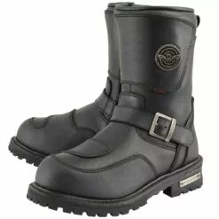Milwaukee Leather MBM9071WP Men's Black 'Wide Width' 9-inch Waterproof Engineer Leather Boots With Reflective Piping -Winter shoes Sales Shop mbm9071wp 3 edit a