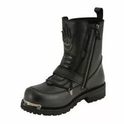 Milwaukee Leather MBM9076 Men’s Black 'Tactical' Logger Leather Boots With Buckle Enhancement -Winter shoes Sales Shop mbm9076 3