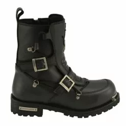 Milwaukee Leather MBM9076 Men’s Black 'Tactical' Logger Leather Boots With Buckle Enhancement -Winter shoes Sales Shop mbm9076 8