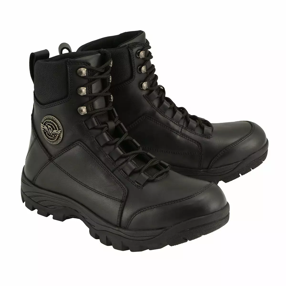 Milwaukee Leather MBM9081 Men’s Black 'Tactical' Lace-Up Leather Boots 3 Milwaukee Leather MBM9081 Men’s Black 'Tactical' Lace-Up Leather Boots