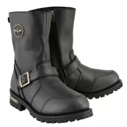 Milwaukee Leather MBM9090W Men's Black 'Wide Width' Classic Engineer Boots With Abrasion Guard