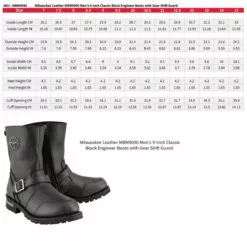 Milwaukee Leather MBM9090 Men's 9-Inch Classic Black Engineer Motorcycle Boots With Gear Shift Guard -Winter shoes Sales Shop mbm9090 size chart