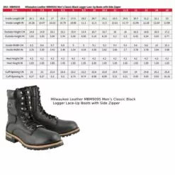 Milwaukee Leather MBM9095 Men’s Classic Black Logger Lace-Up Boots With Side Zipper 18 Milwaukee Leather MBM9095 Men’s Classic Black Logger Lace-Up Boots With Side Zipper -Winter shoes Sales Shop mbm9095 boots size chart