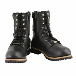 Milwaukee Leather MBM9095W Men's Classic Black ‘Wide Width’ Lace-Up Logger Boots With Side Zipper -Winter shoes Sales Shop mbm9095w 1