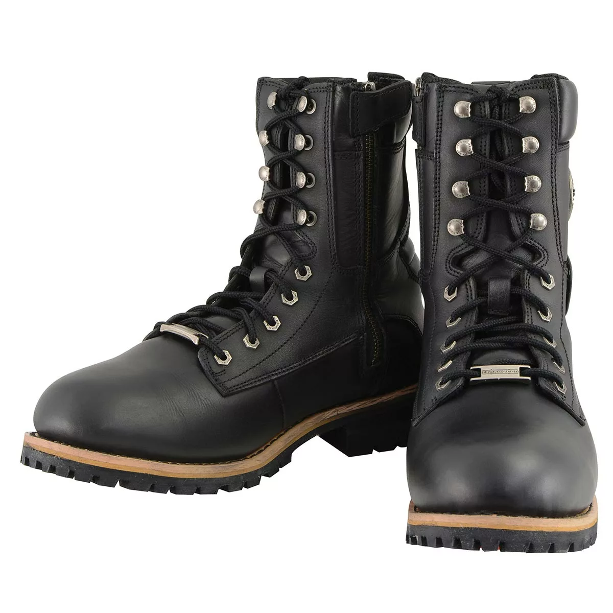 Milwaukee Leather MBM9095 Men’s Classic Black Logger Lace-Up Boots With Side Zipper 10 Milwaukee Leather MBM9095 Men’s Classic Black Logger Lace-Up Boots With Side Zipper - Image 8