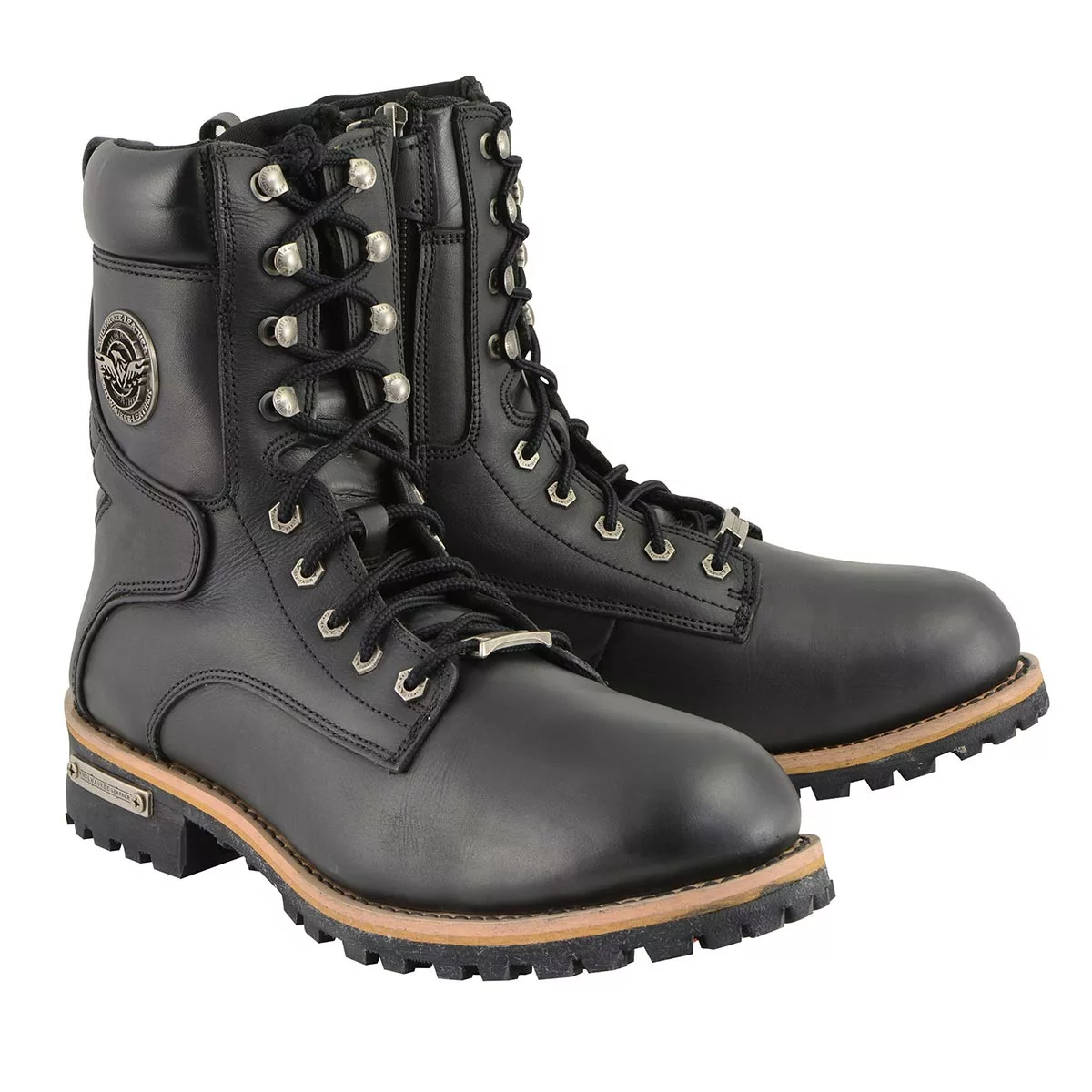 Milwaukee Leather MBM9095 Men’s Classic Black Logger Lace-Up Boots With Side Zipper 3 Milwaukee Leather MBM9095 Men’s Classic Black Logger Lace-Up Boots With Side Zipper