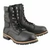 Milwaukee Leather MBM9095W Men's Classic Black ‘Wide Width’ Lace-Up Logger Boots With Side Zipper -Winter shoes Sales Shop mbm9095w 5904eef0 47bf 4553 932e 6f80d0a903fb