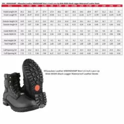 Milwaukee Leather MBM9096WP Men's Black Leather 'Wide Width' 6-Inch Lace-Up Logger Waterproof Boots -Winter shoes Sales Shop mbm9096wp size chart