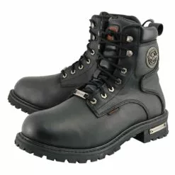Milwaukee Leather MBM9096WP Men's Black Leather 'Wide Width' 6-Inch Lace-Up Logger Waterproof Boots -Winter shoes Sales Shop mbm9096wpst 3 edit a