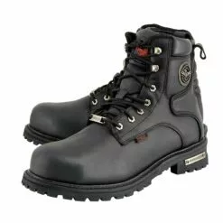 Milwaukee Leather MBM9097WPST Men's Black 'Wide-Width' 6-inch Logger Steel Toe Water Proof Leather Boots -Winter shoes Sales Shop mbm9097wpst 3 edit a