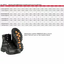 Milwaukee Leather MBM9105 Men's 9-Inch Black Tactical Lace To Toe Leather Boots 14 Milwaukee Leather MBM9105 Men's 9-Inch Black Tactical Lace To Toe Leather Boots -Winter shoes Sales Shop mbm9105 size chart