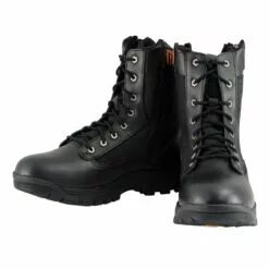 Milwaukee Leather MBM9110 Men's 9in Black Leather Lace-Up Tactical Boots With Side Zippers -Winter shoes Sales Shop mbm9110 2 edit a