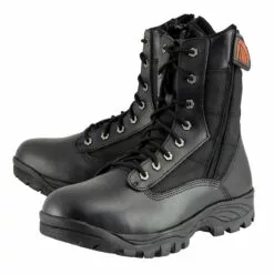 Milwaukee Leather MBM9110 Men's 9in Black Leather Lace-Up Tactical Boots With Side Zippers -Winter shoes Sales Shop mbm9110 3 edit a