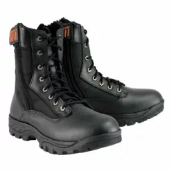 Milwaukee Leather MBM9110 Men's 9in Black Leather Lace-Up Tactical Boots With Side Zippers
