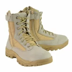 Milwaukee Leather MBM9111 Men's Lace-Up Desert Sand 9-Inch Leather Tactical Boots With Side Zippers