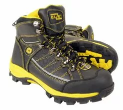 Bazalt MBM9123ST Men's Black With Yellow Water And Frost Proof Leather Boots With Composite-Toe