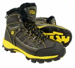 Bazalt MBM9124 Men's Faux Fur Lined Black With Yellow Water And Frost Proof Leather Outdoor Boots