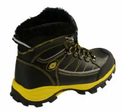 Bazalt MBM9124 Men's Faux Fur Lined Black With Yellow Water And Frost Proof Leather Outdoor Boots -Winter shoes Sales Shop mbm9124 s3