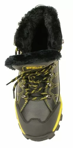 Bazalt MBM9124 Men's Faux Fur Lined Black With Yellow Water And Frost Proof Leather Outdoor Boots -Winter shoes Sales Shop mbm9124 top