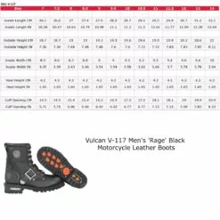 Vulcan V-117 Men's 'Rage' Black Lace-Up Motorcycle Riding Leather Boots -Winter shoes Sales Shop v117 specs web
