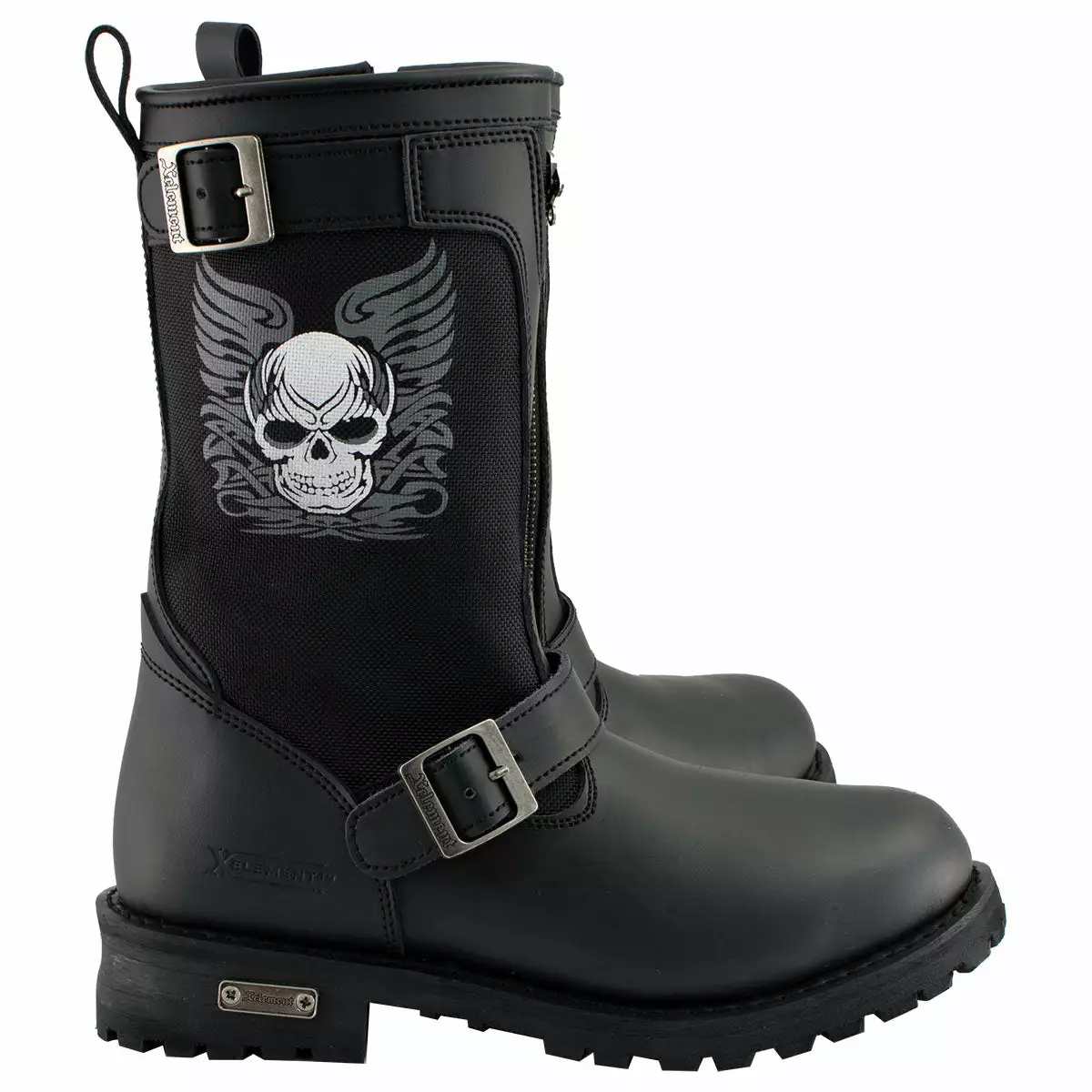 Xelement X19405 Men's Black Tribal Skull Leather Motorcycle Boots With Poron Cushion Insoles 13 Xelement X19405 Men's Black Tribal Skull Leather Motorcycle Boots With Poron Cushion Insoles - Image 11
