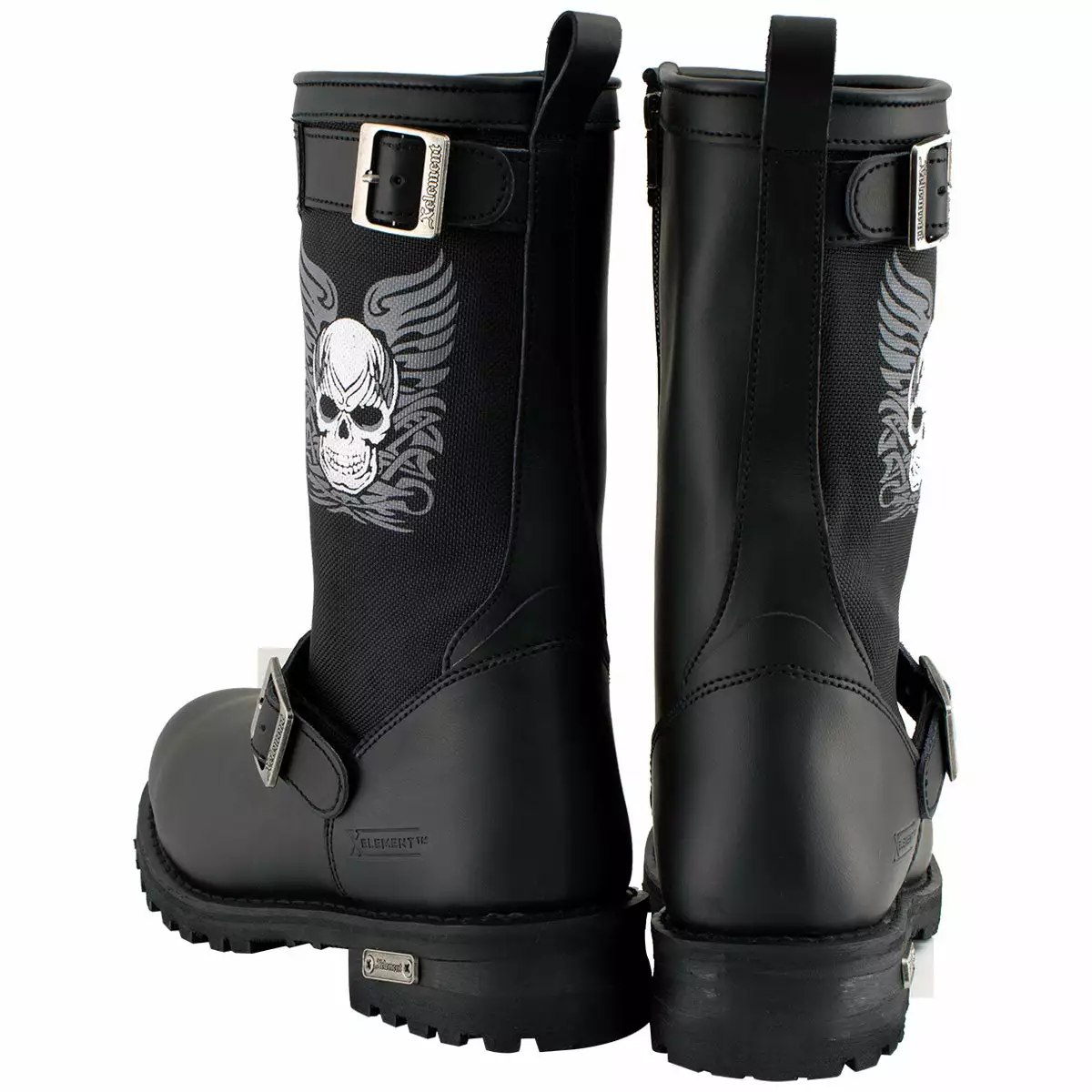 Xelement X19405 Men's Black Tribal Skull Leather Motorcycle Boots With Poron Cushion Insoles 6 Xelement X19405 Men's Black Tribal Skull Leather Motorcycle Boots With Poron Cushion Insoles - Image 4
