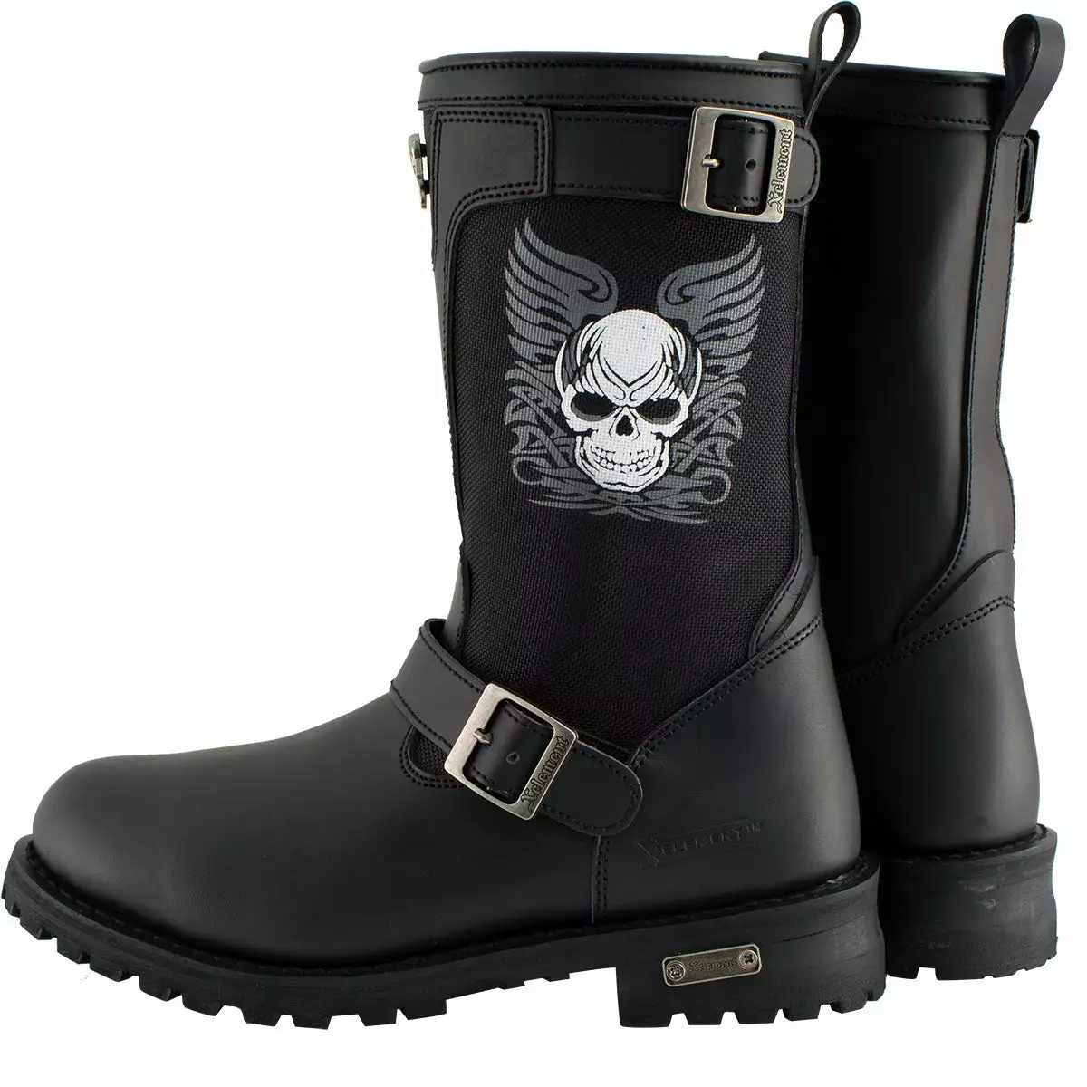Xelement X19405 Men's Black Tribal Skull Leather Motorcycle Boots With Poron Cushion Insoles 8 Xelement X19405 Men's Black Tribal Skull Leather Motorcycle Boots With Poron Cushion Insoles - Image 6