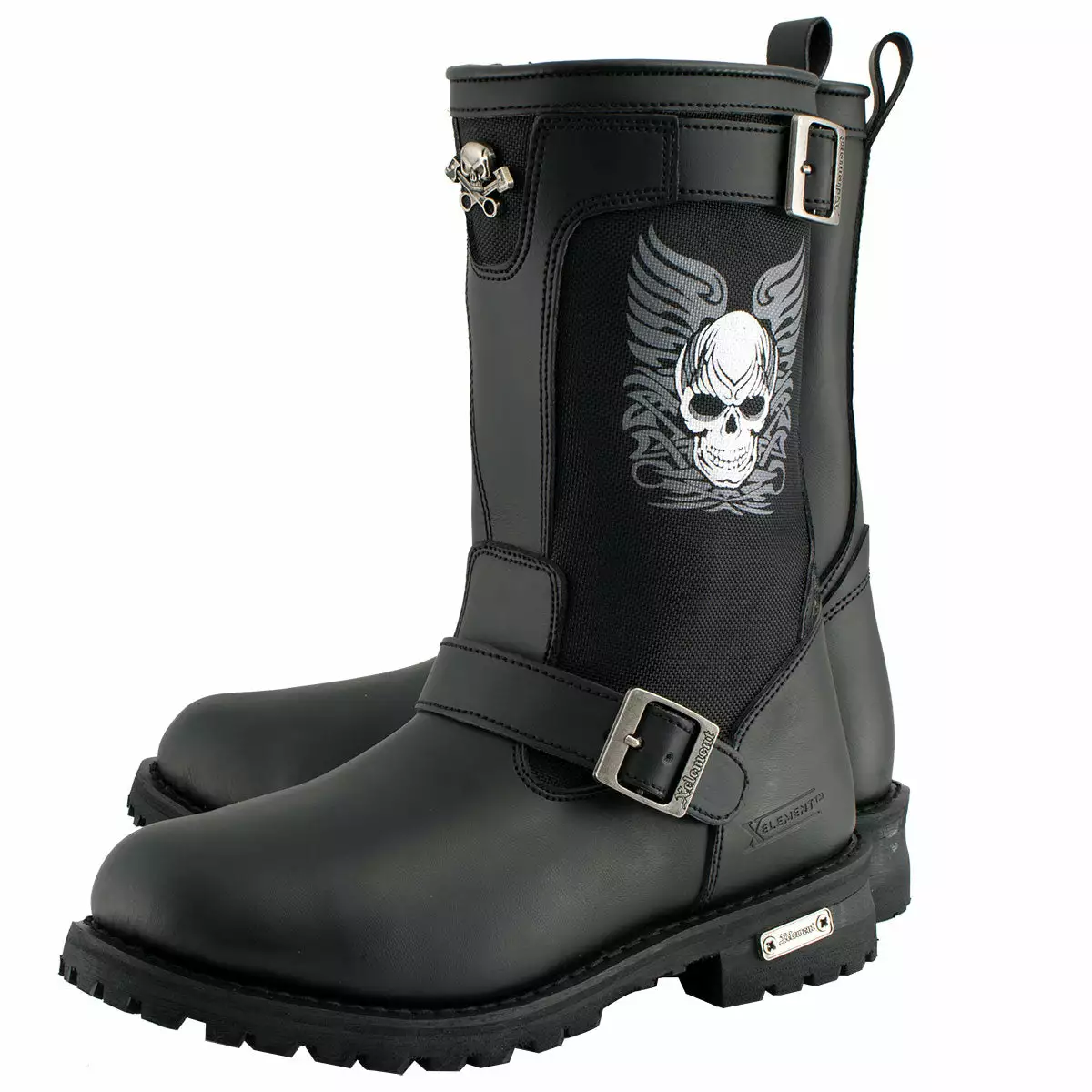 Xelement X19405 Men's Black Tribal Skull Leather Motorcycle Boots With Poron Cushion Insoles 9 Xelement X19405 Men's Black Tribal Skull Leather Motorcycle Boots With Poron Cushion Insoles - Image 7