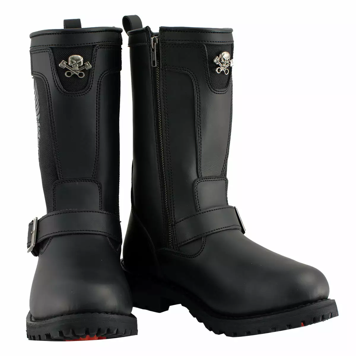 Xelement X19405 Men's Black Tribal Skull Leather Motorcycle Boots With Poron Cushion Insoles 10 Xelement X19405 Men's Black Tribal Skull Leather Motorcycle Boots With Poron Cushion Insoles - Image 8