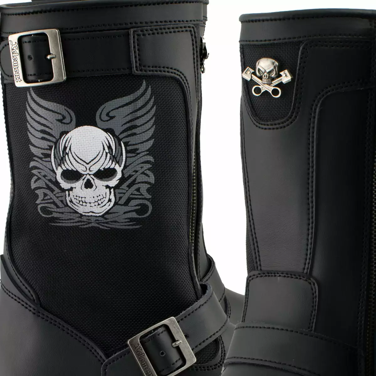 Xelement X19405 Men's Black Tribal Skull Leather Motorcycle Boots With Poron Cushion Insoles 12 Xelement X19405 Men's Black Tribal Skull Leather Motorcycle Boots With Poron Cushion Insoles - Image 10